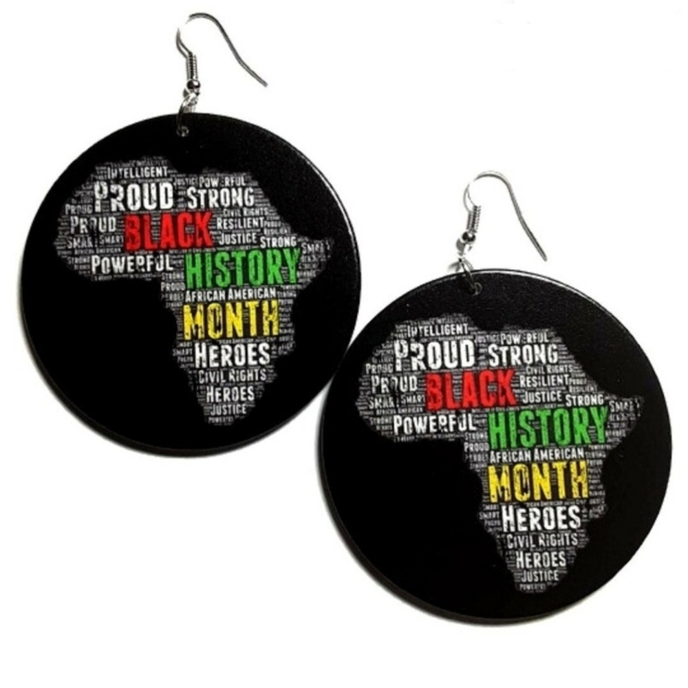 NWT! African Continent Faux Wood Earrings NEW
